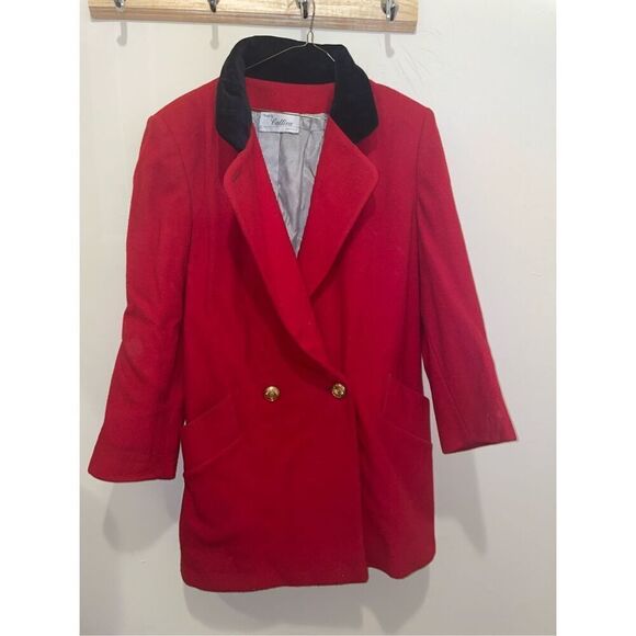 Vintage coats by Cattiva Anglo fabrics pure wool red luxe overcoat size medium - Picture 2 of 16